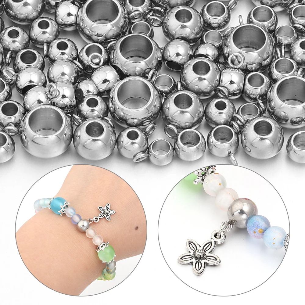 

10-20 шт./лот, бусины-разделители из нержавеющей стали с отверстием для подвешивания, крупные бусины с большим отверстием для изготовления ювелирных изделий, ожерелий и браслетов своими руками