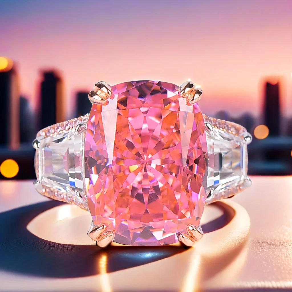 

Кольцо AMGROCK 12*16 мм Ice Cut из стерлингового серебра 925 пробы с покрытием из 18-каратного золота - роскошные подарки на годовщину с кубическим цирконием для нее