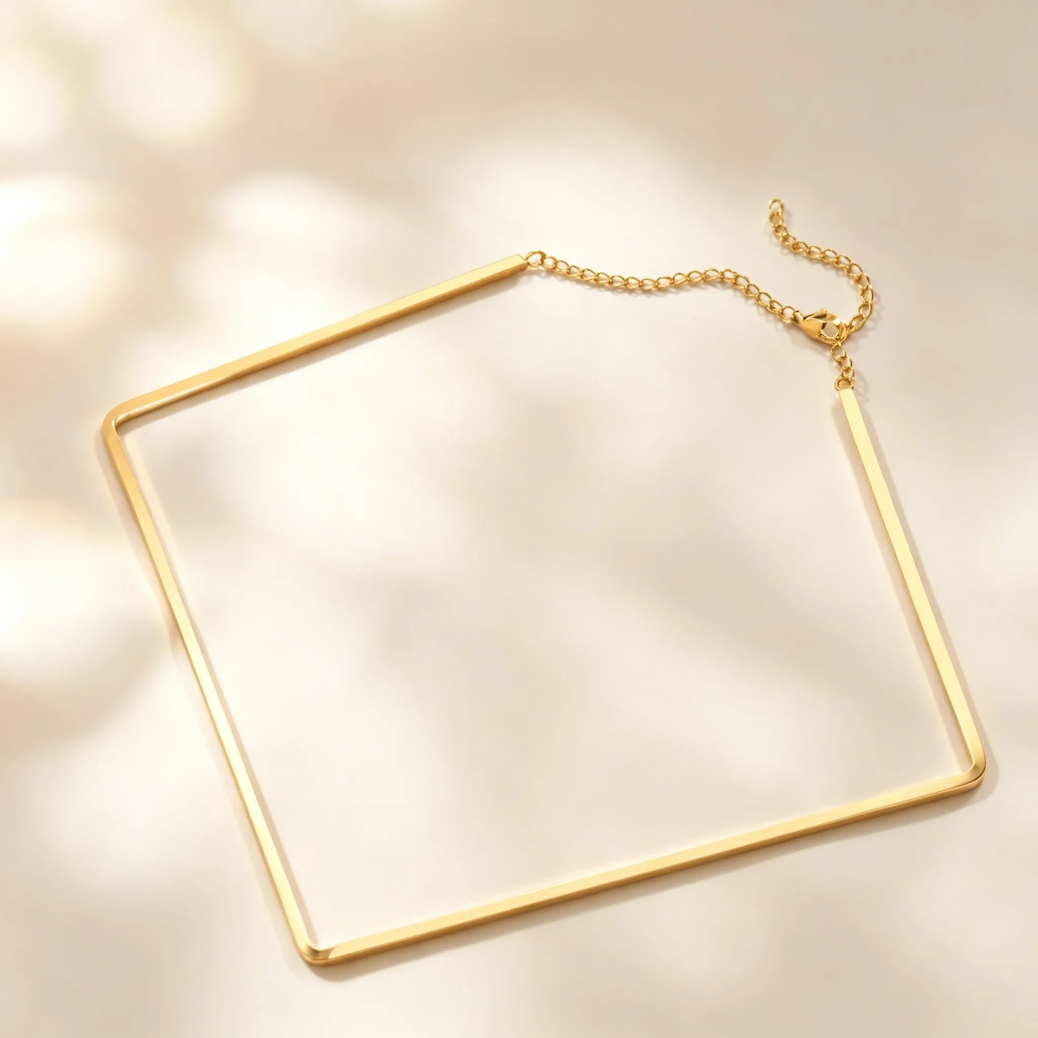 Geometric V Choker Necklace for Women,18K Gold Plated Thick Tube Open Collar,Modern Simple Party Layering Neck Ornament Gift