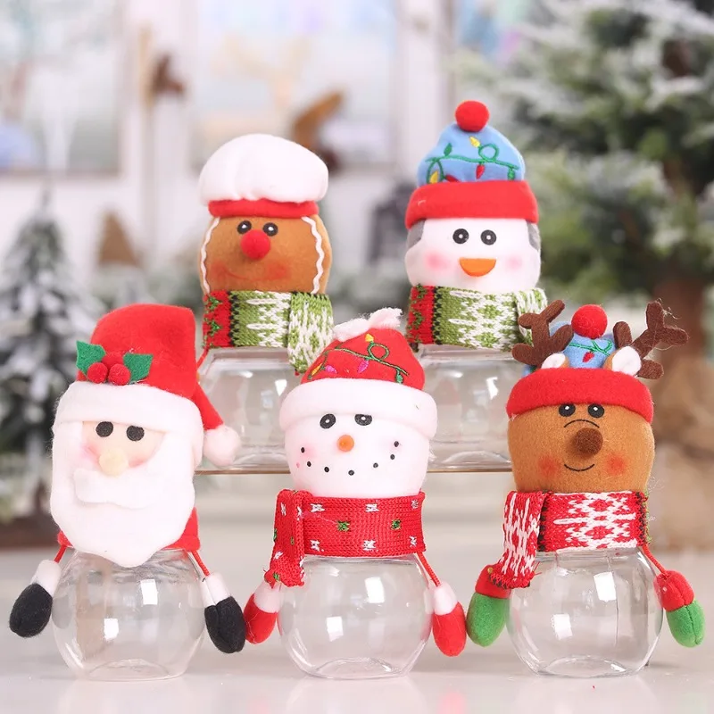 Greative Christmas Gifts Cute   Box Transparent Plastic Doll Candy Jar Peace  Transparent Plastic Doll  New Creative  Gift