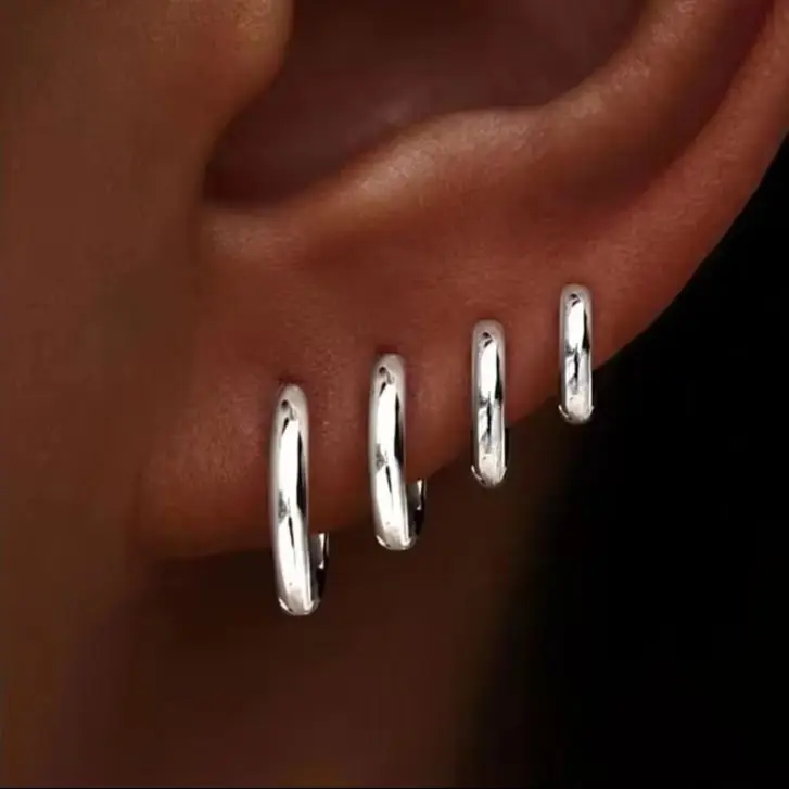 8/4Pcs/set Stainless Steel Circle Hoop Earrings for Women Classic Small Helix Hoops Loop Ring Huggie Cartilage Jewelry Gifts