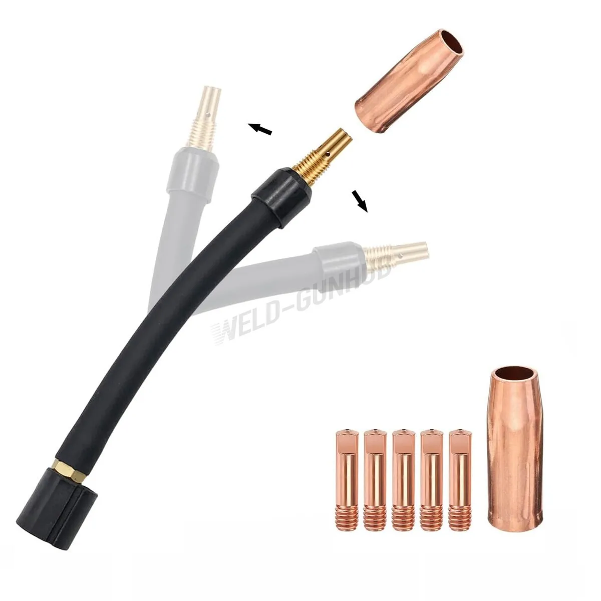 MIg Torch Flexibele Nekset Vervangt Lincoln Magnum 100L K530 Tweco Mini # 1 Deel-