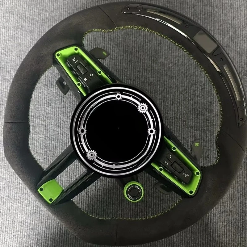Green Accent Suede Steering Wheel with LED Indicator Lights, Old-to-New Upgrade view 6