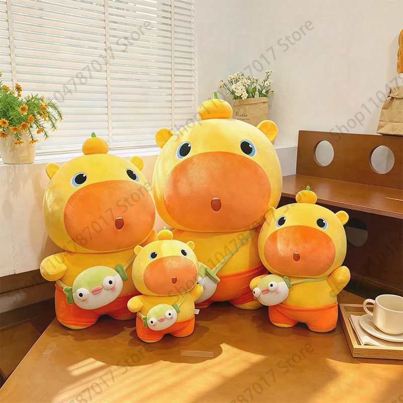 New Soft Pufferfish Backpack Capybara Plush Toy Cute Stuffed Animal Sleeping Doll Girls Kids Birthday Gift Wholesale Home Decor