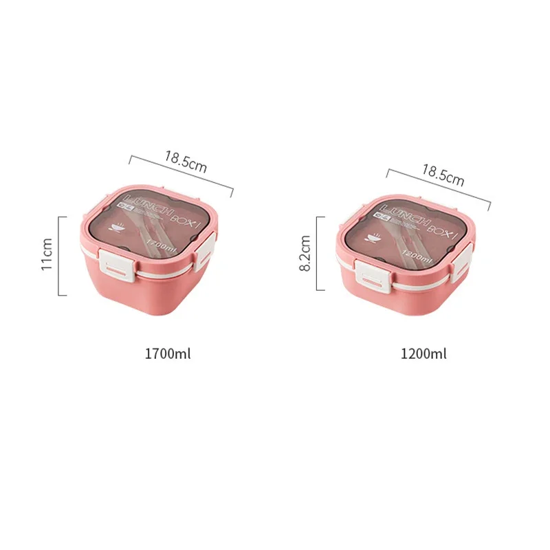 1200/1700ml Portable Lunch Box Microwave Bento Box with Tableware for Kids School Office Leak Proof Food Storage Container Boxes