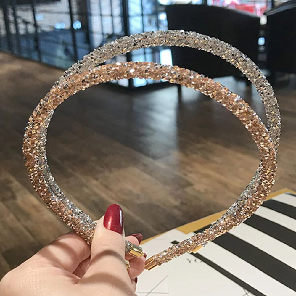 Women Korea Shinny Crystal Rhinestone Headwear Headband Headhoop Hairband Beads Bezel