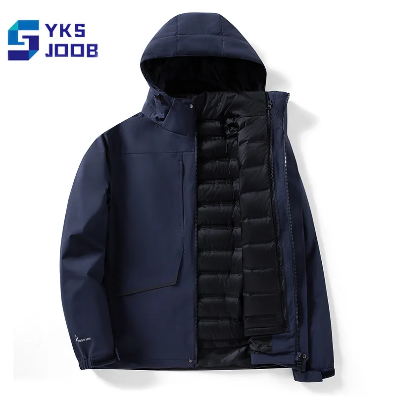 Winter Hiking Down Jackets Men Women Thermal Windproof Waterproof 3in1 Coat Camping Treking Breathable Fleece Hooded Tops Couple