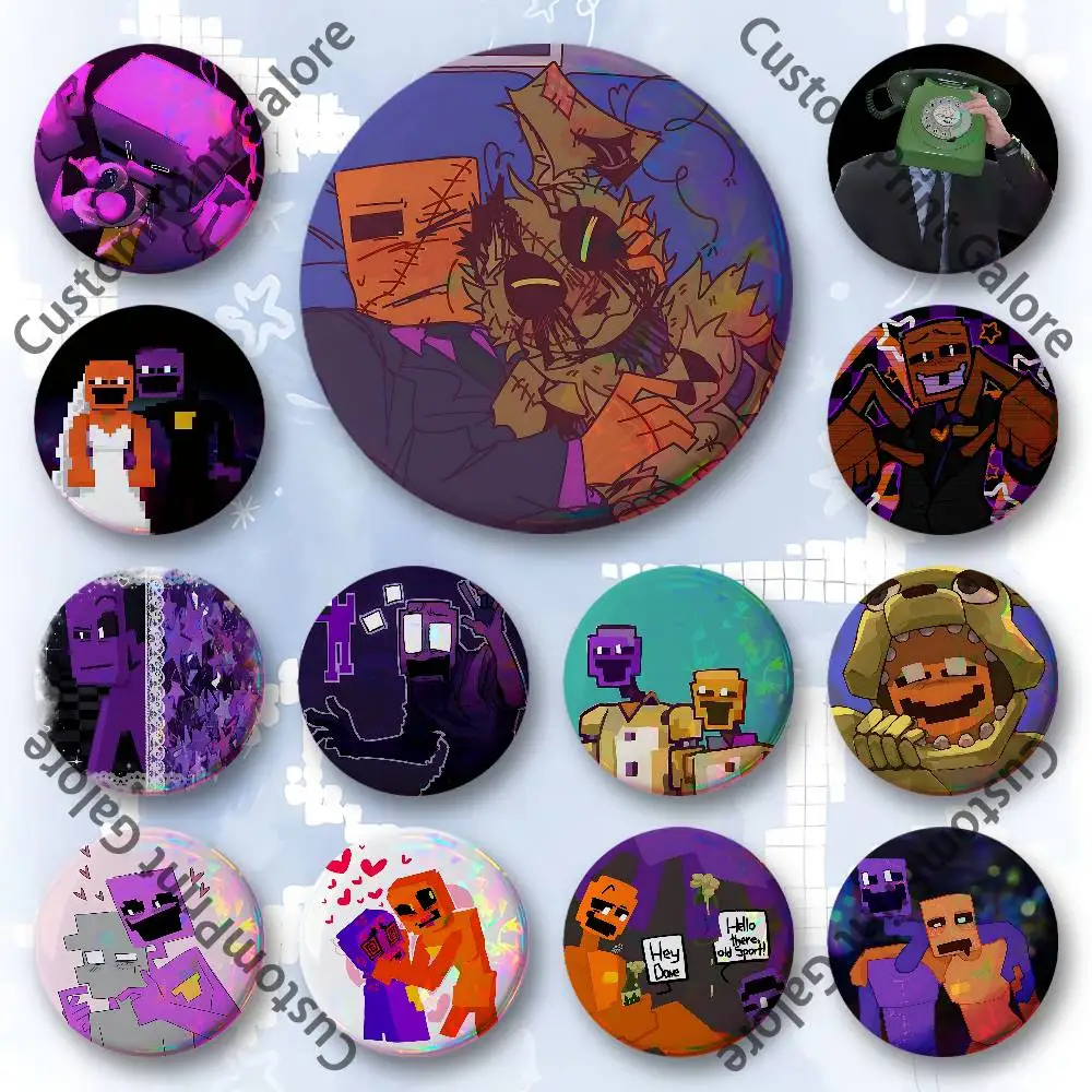 

D-Dayshift F-Freddys Customizable Badge Tinplate Brooch Laser Film Lapel Pin for Decoration Party Small Gifts