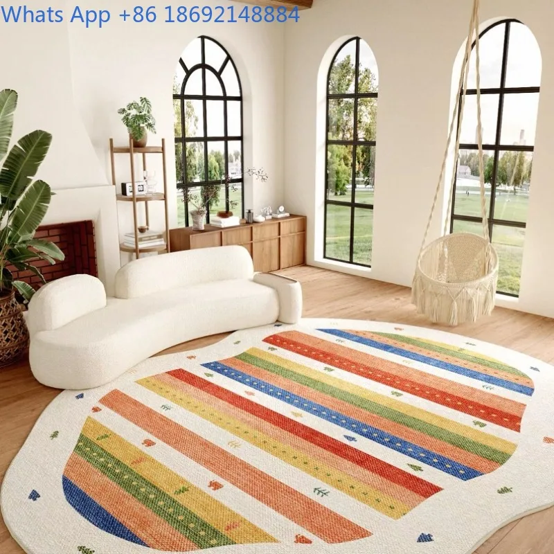 Dopamine Irregular Living Room Carpet Bedroom Large Area Full Coverage Easy Care Non-Slip Sofa Coffee Table Mat Colorful  Mat