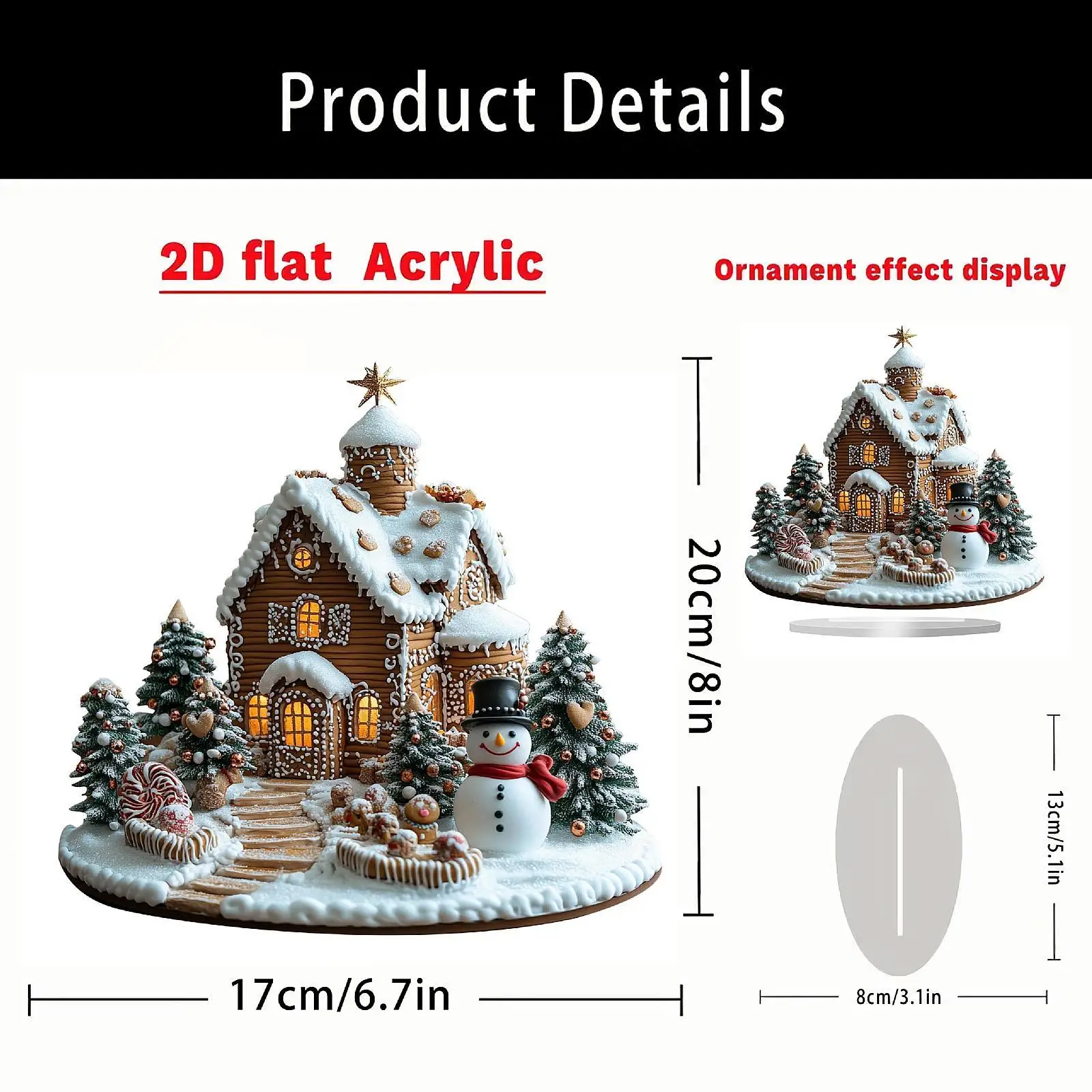 คริสต์มาส Gingerbread House โต๊ะเครื่องประดับอะคริลิค Xmas Village Figurine