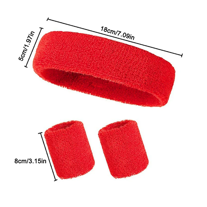 3pcs/set Sports Headband Towel Sweatband Set Guards Stretch Hair Band Wrist Guard Suit Sweat Band for Running Cycling Yoga