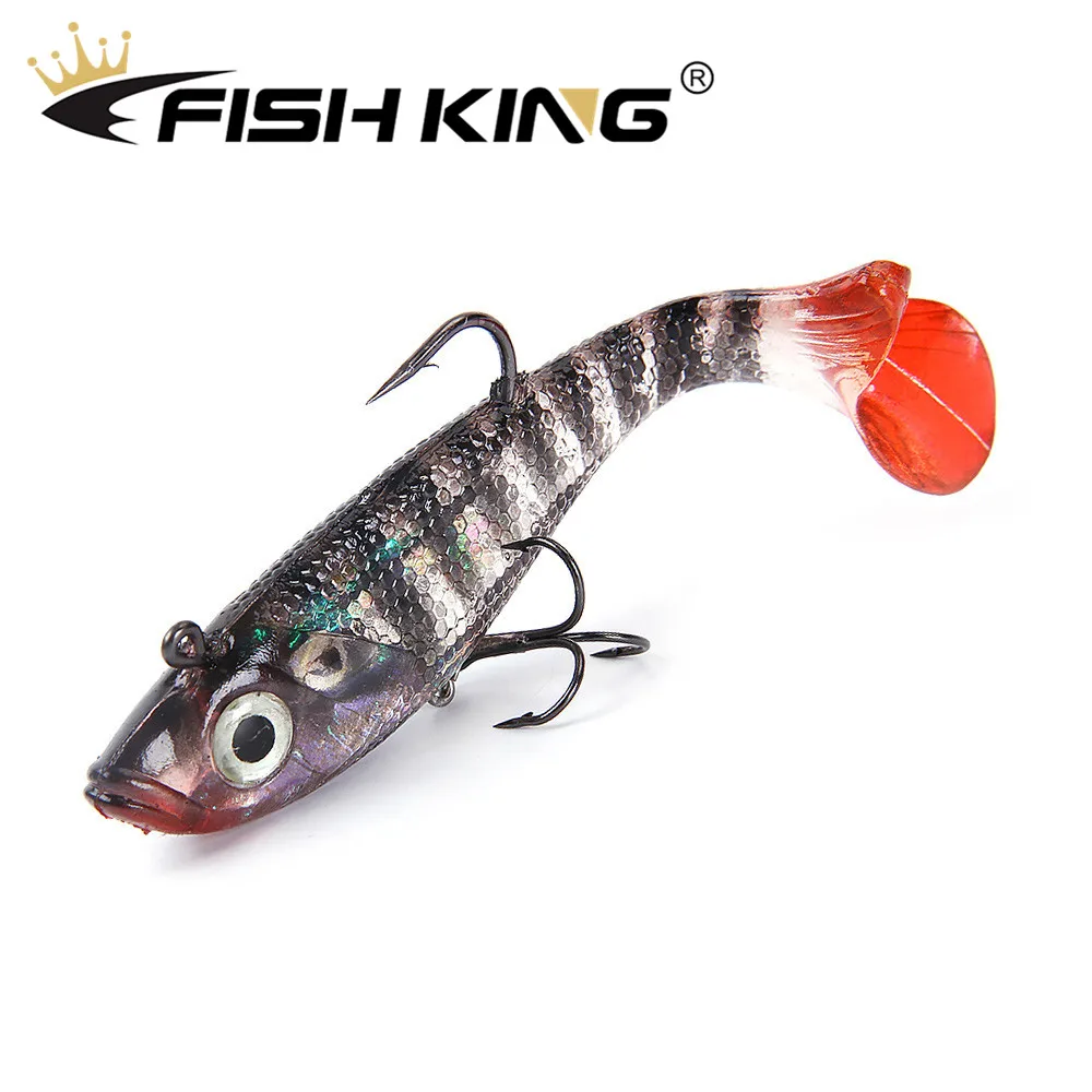 FISH KING Soft Fishing Lure with Treble Hook Jig Wobblers Bass Shad Pike Zander 80mm/15g 100mm/27.5g 120mm/40g 2Pcs/Lot