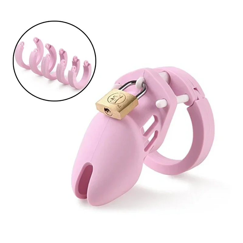 Sex Shop Male Chastity Cock Cages n Penis Belt Lock With 5 Size Penis Rings With Cage Gay Device Chastity Lock 3