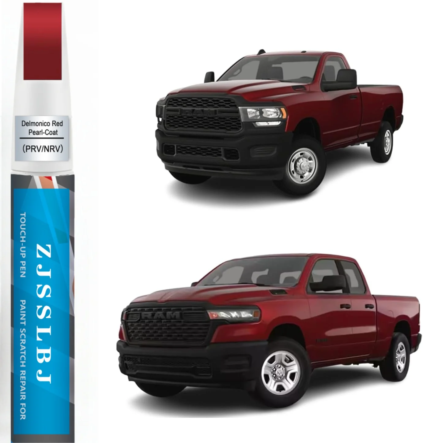Car Touch Up Paint(Delmonico Red Pearl-Coat(PRV/NRV)) for Dodge Ram, Car Paint Scratch Repair Kit, Quick & Easy Solution to Repa