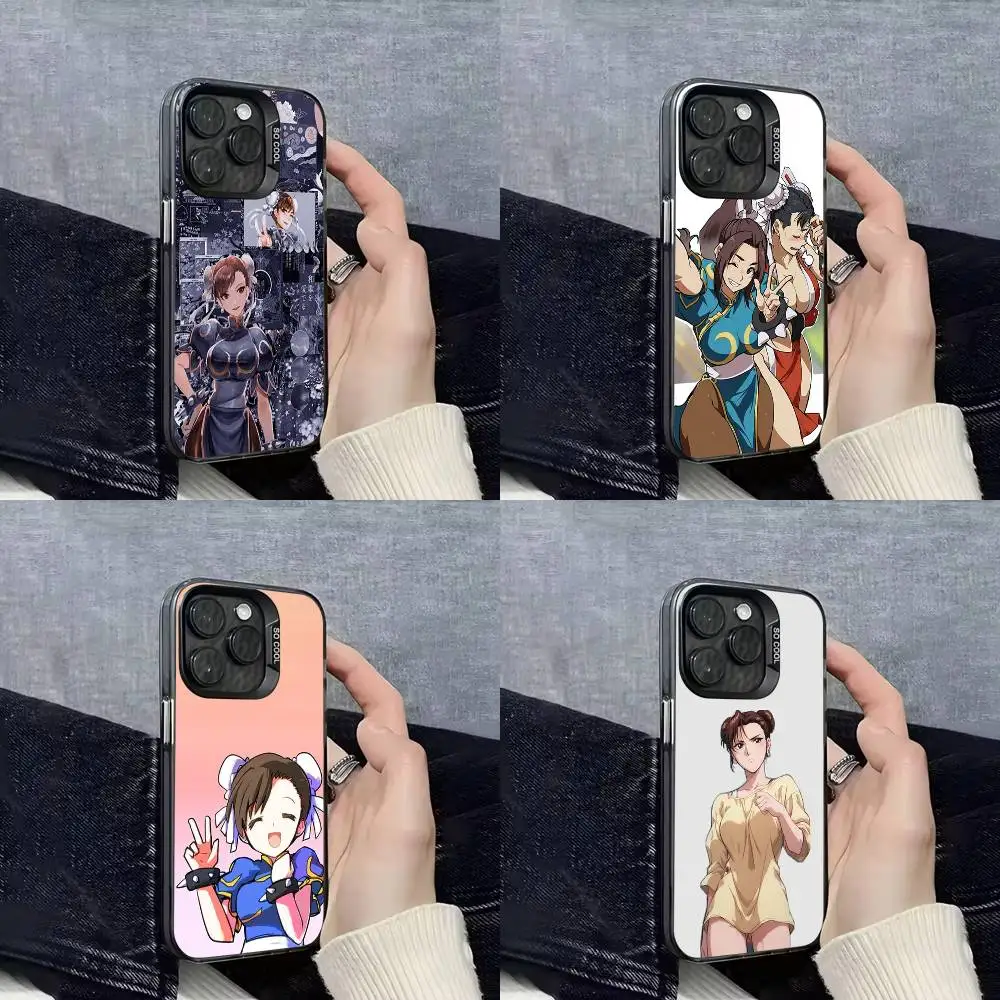 

S-Street Fighter ChunLi Chun Li Phone Case For iPhone 16,15,14,13,12,11,Mini,Pro,E,SE4,XS,MAX Black Candy Matte Cover
