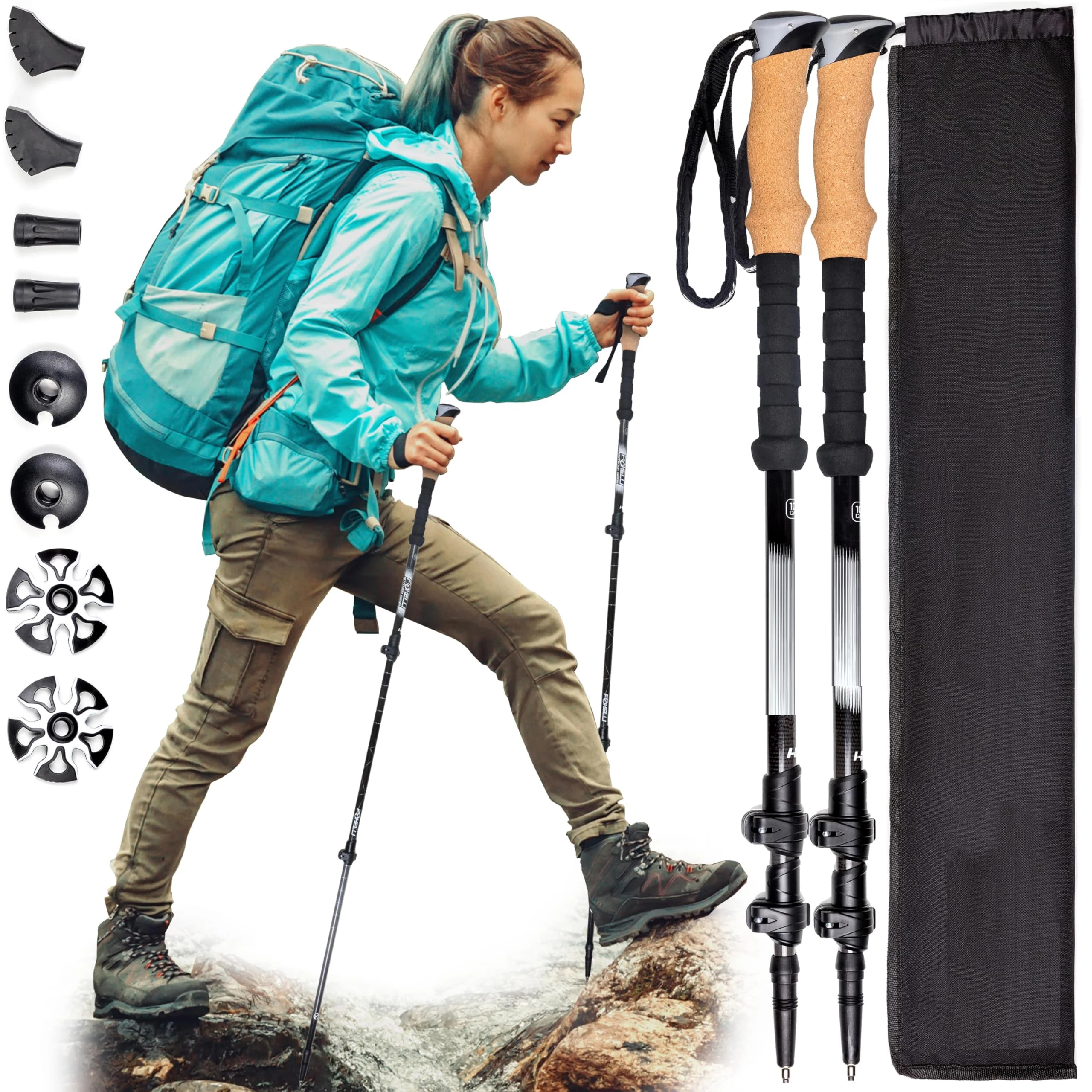 

Adjustable Lightweight Outdoor Trekking Poles for Hiking Backpacking Snowshoeing EVA Handle Walking Stick Set