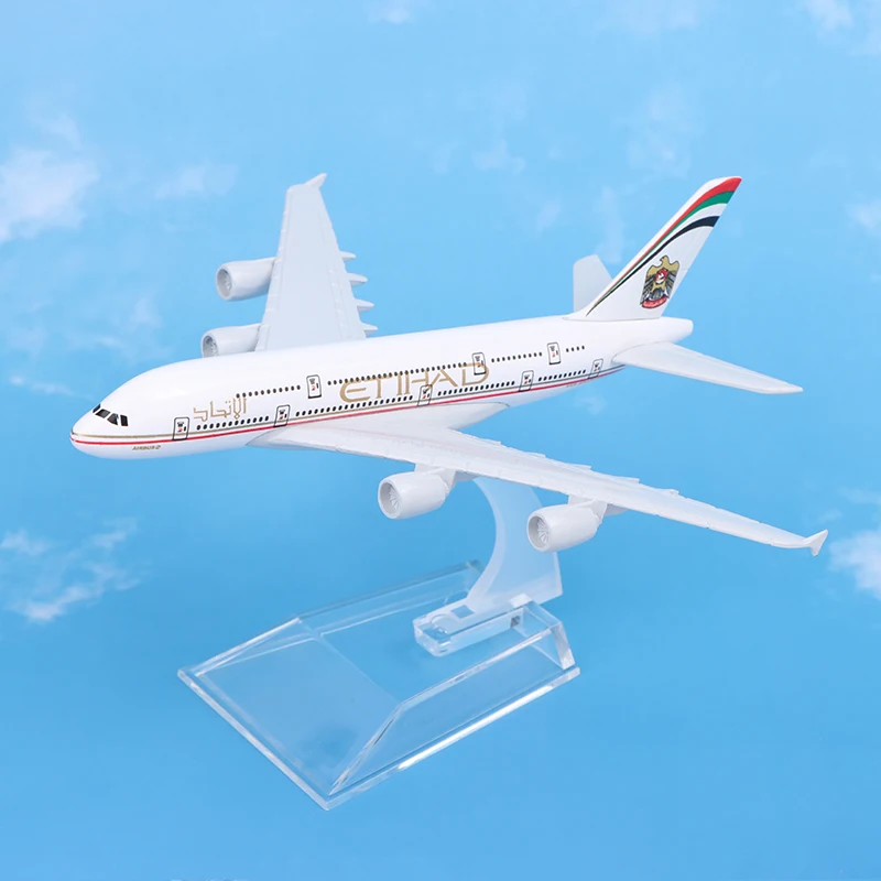 

20cm Atihad 380 Alloy Diecast Model; Airway Aircraft Replica with Landing Gears for Home Display