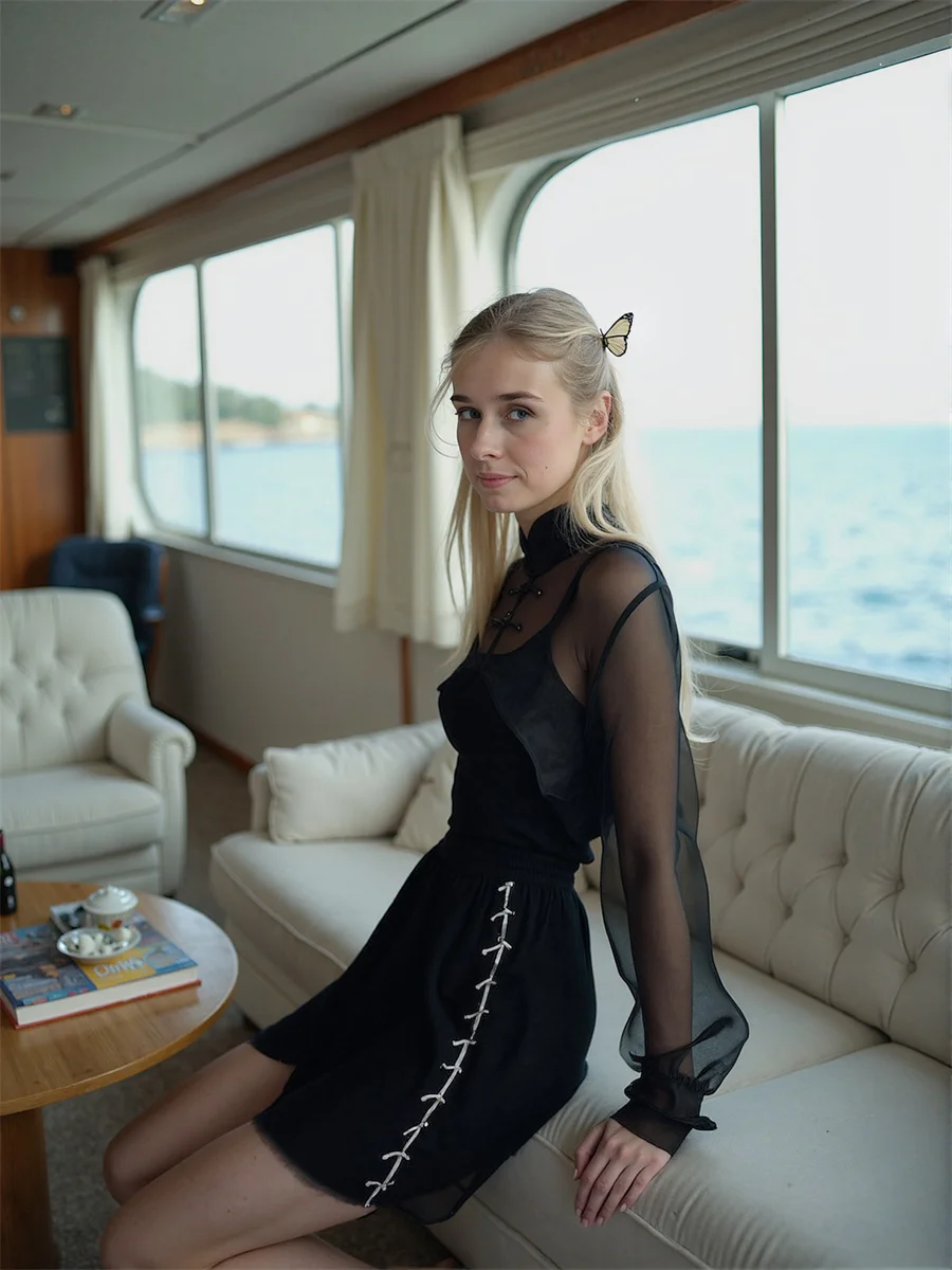 Black Woman Shirts For Lady Lantern Sleeve Button Front Cotton Turn Down Collar Lapel Blouse Simple Basic Minimalist Fashion