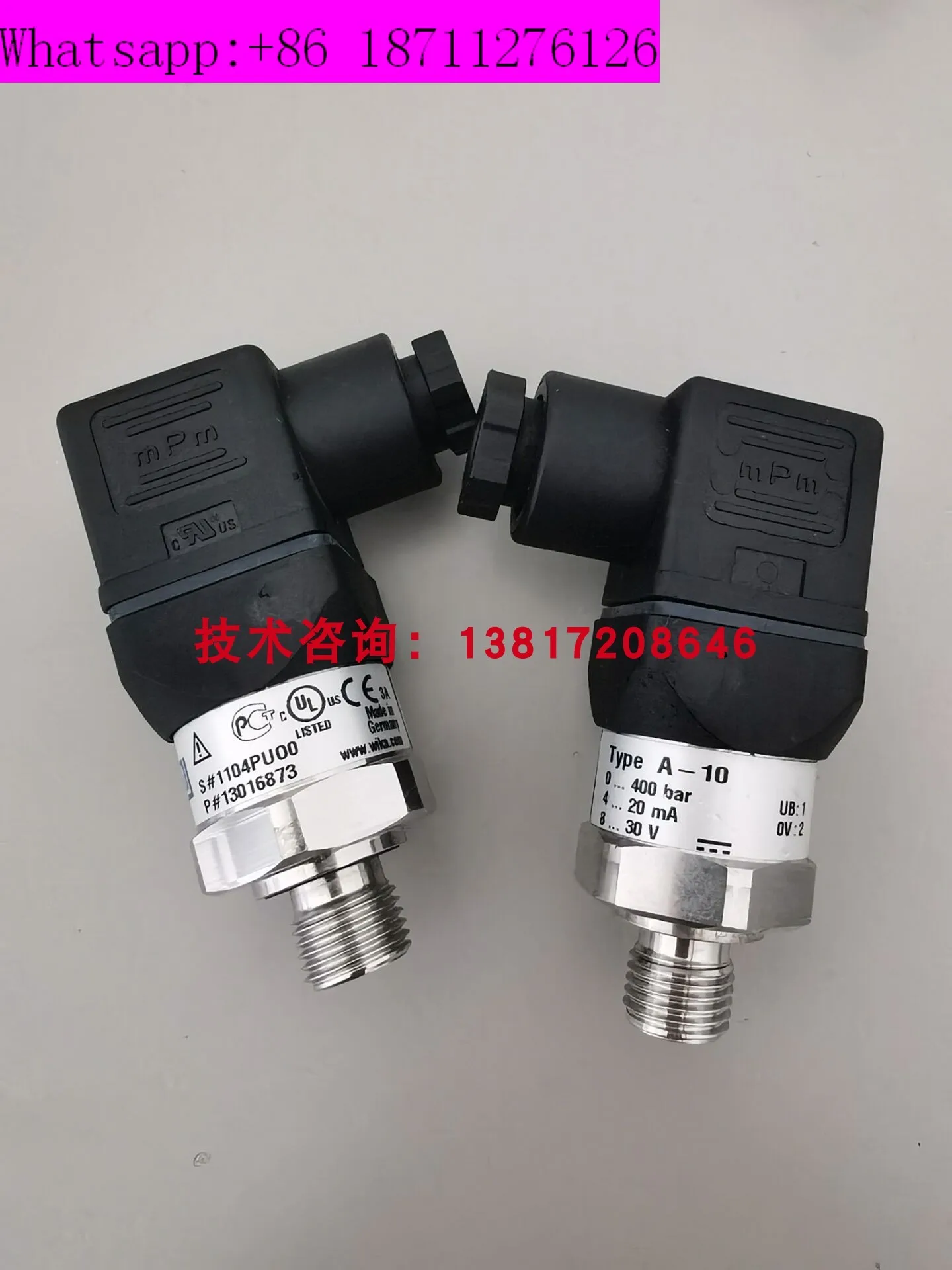 Germany A-10 Pressure Sensor for Die Casting Machine Hydraulic Press 0-400bar 4-20ma Transmitter Durable Measurement Tool
