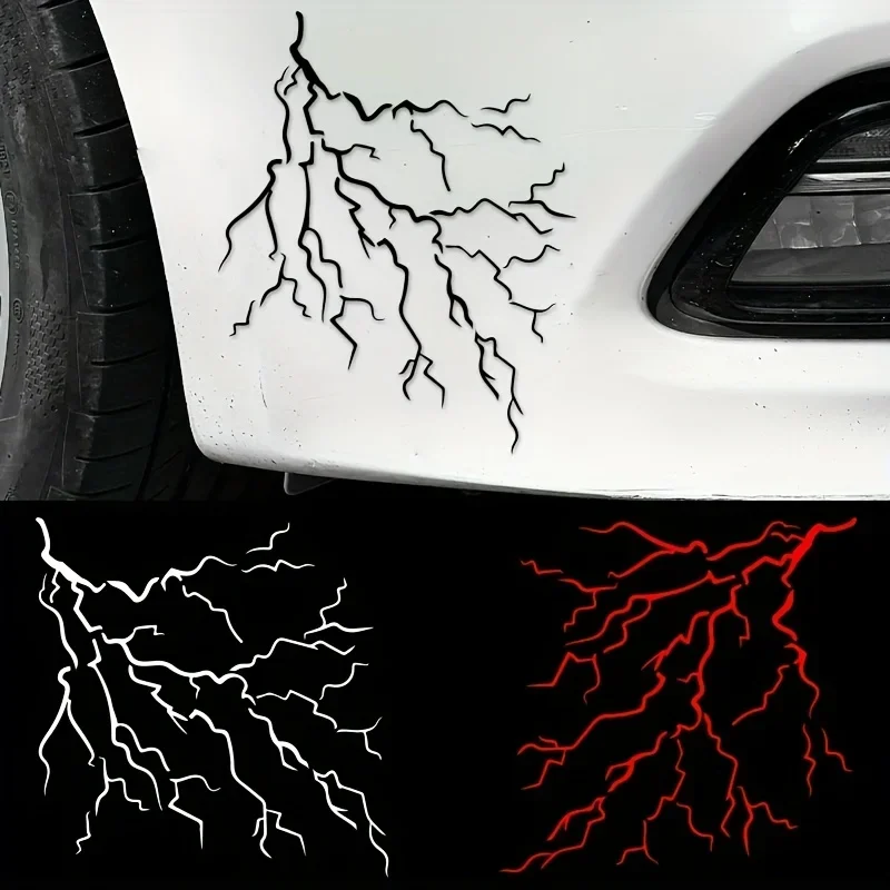 Lightning Bolt Graphic Vinyl Sticker Waterproof Red White Decal for Car Window Body Off Road Scratch Resistant Decoration