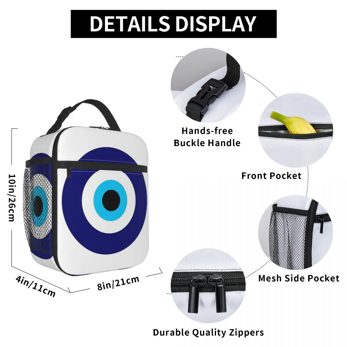 Magic Eye Five Set Evil Ey Insulated Lunch Bag for Women Office Cooler Thermal Food Box Tote Portable Lunch Boxes Container