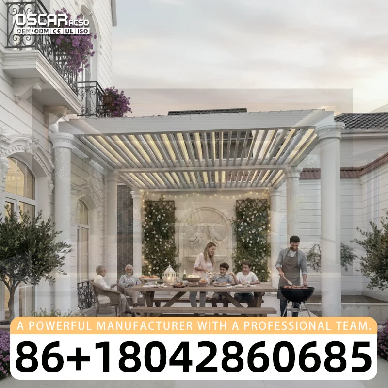 Outdoor Louvered Pergola with Waterproof Opening Roof Gazebo Decking Roof Cover for Garden Patio Backyard pergola