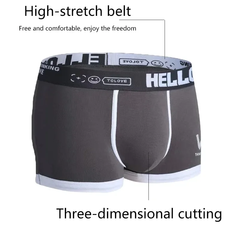 Men Boxing Trunks Panties Breathable Cotton Underwear Black Green Letter Belt Breathable Soft Fashion SportsM L XL 2XL 3XL