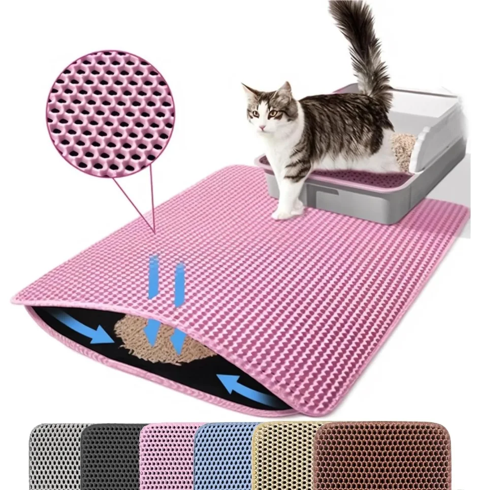 

Cat Litter Mat Double Layer Pet Non Slip Big Pet Litter Box Filter MatWear Resistant Waterproof Anti-slip Cat Litter Mat