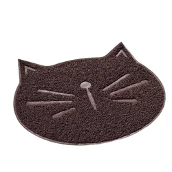 Cat Litter Mat Bins Pet Supply Kitten Food Placemat Pvc Feeding Pad Face Shaped