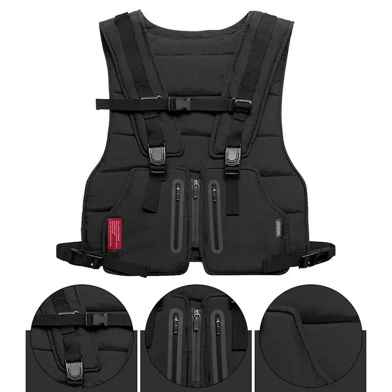 Multi-function Vest Outdoor Sports Fitness Men Protective Tops with Pockets Summer Casual Work Vest Camping Fishing Sleeveless