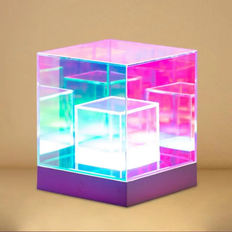 Infinity Light USB Powered USB Light Table Lights Desk Lamp Table Lamp Color Changing Ambient Lighting Cube Pyramid Desk Decor