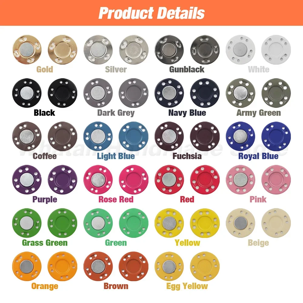 Magnetic Buckle, Jacket, Bag, Magnet Stone Button, Metal Hidden Buckle, Colored Mother Button, Eight Holes, Ultra-thin Hand Sewn