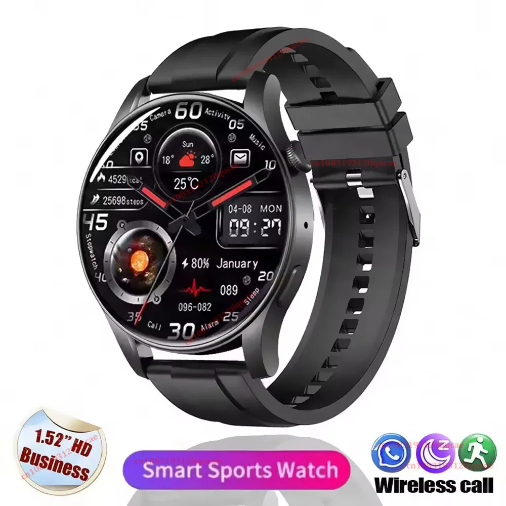 2026 Nieuw Smartwatch voor Heren AMOLED HD Scherm GPS Bewegingsregistratie Hartslag Bluetooth Oproepen Smartwatch IP68 Waterdicht Horloge Ht30