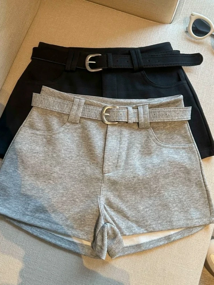 Shorts Chic Gray Loose Wide Leg High Waist Versatile Casual Summer New Hot Bottoms For Women Slimming Sexy Short Trousers