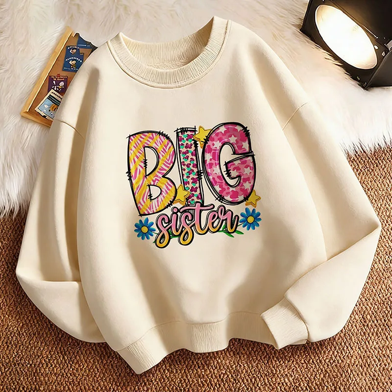 Y2k Bunter Big Sister Buchstaben-Print Pullover Hoodie Kinder-Sweatshirt Kapuzenpullover Mädchen Lässige Hoodies Hip-Hop-Kleidung