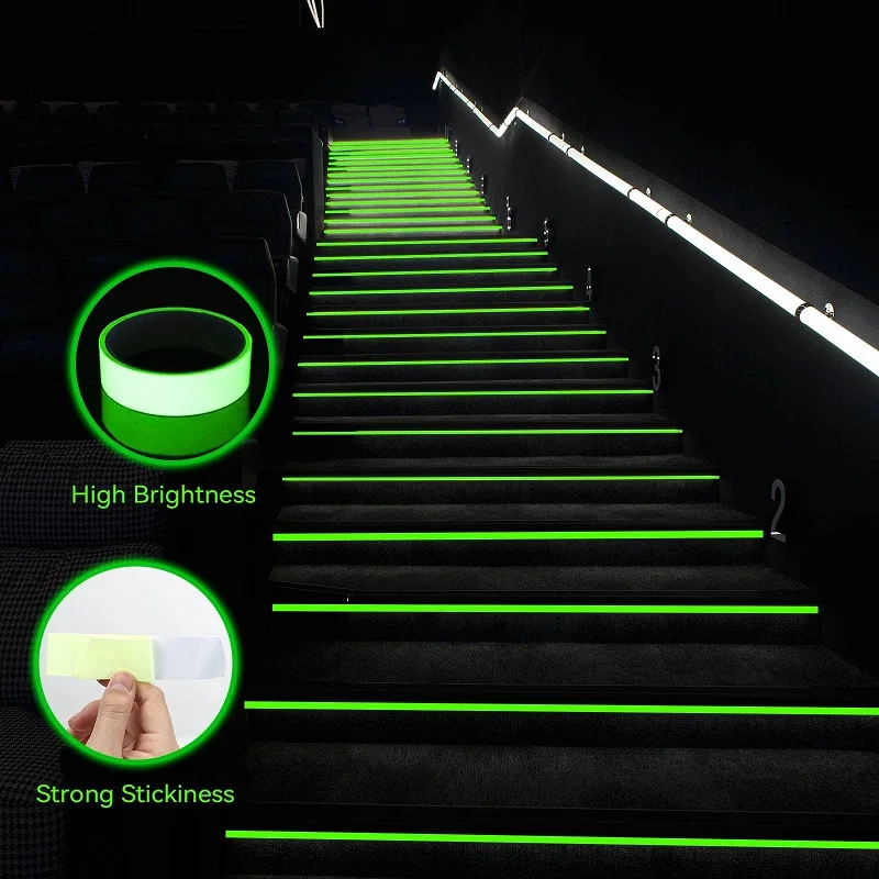 3M Glow In The Dark Tape Luminescent Emergency Luminous Photoluminescent Stickers For Safety Egress Marker Stair Steps Exit Sign