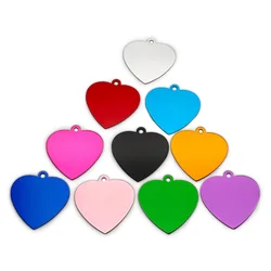 100 Pcs Personalized Pet ID Blank Heart-Shaped Aluminum Tag Anti Lost Nameplate DIY Laser Engraving Accessories