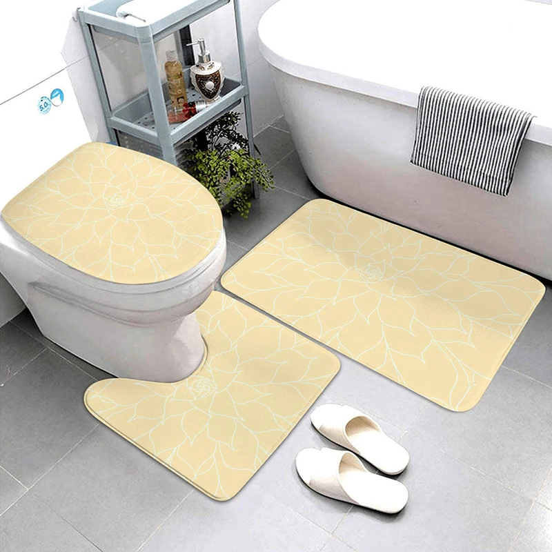 Cobblestone Embossed Three-Piece Carpet Household Bathroom Non-Slip Set Toilet Floor Mat Bathroom Absorbent Floor Mat