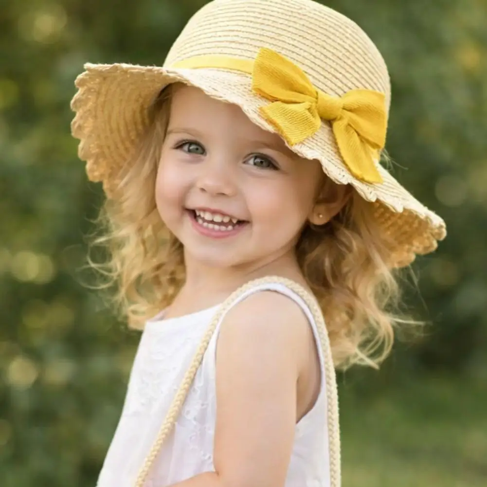 Straw Sun Hat and Crossbody Bag Set, Breathable Woven Hat with Bow Summer Beach UV Protection, Lightweight Travel Friendly