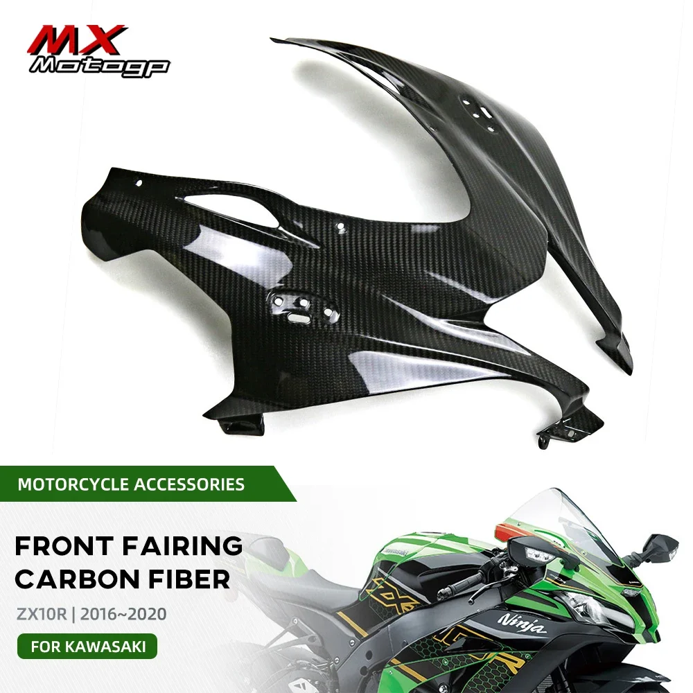 

New Front Headlight Fairing Cowl For KAWASAKI ZX10R ZX 10R 2016-2020 Motorcycle Carbon Fiber Head Lamp Upper Nose Panels