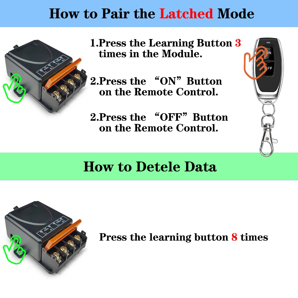 433MHz รีโมทคอนโทรล AC 220V 30A High Power On Off รีโมทคอนโทรลเครื่องส่งสัญญาณ 50m สําหรับปั๊มน้ํา LED/เครื่องใช้ไฟฟ้า