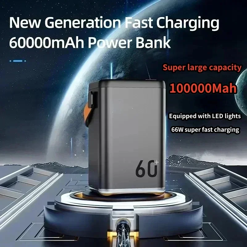 2024 new Outdoor Emergency Portable Mobile Power Supply Mobile Phone Charger 60000mah Power Bank Large Capacity Power Bank