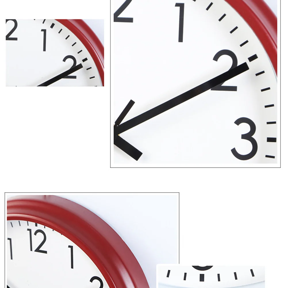 

10 Inch Round Silent Decorative Clock Easy to Hang Modern Traditional Style for Living Room Bedroom Kitchen Red