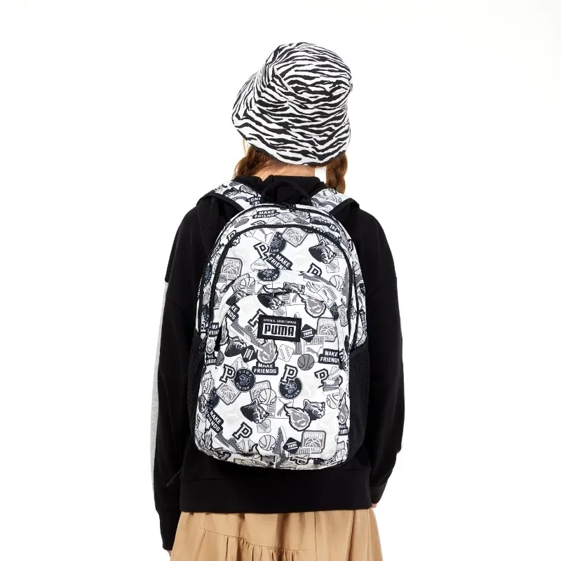 PUMA Puma Full Print Pattern Large Capacity Travel Men's and Women's Sports and Leisure Backpack 077301-12
