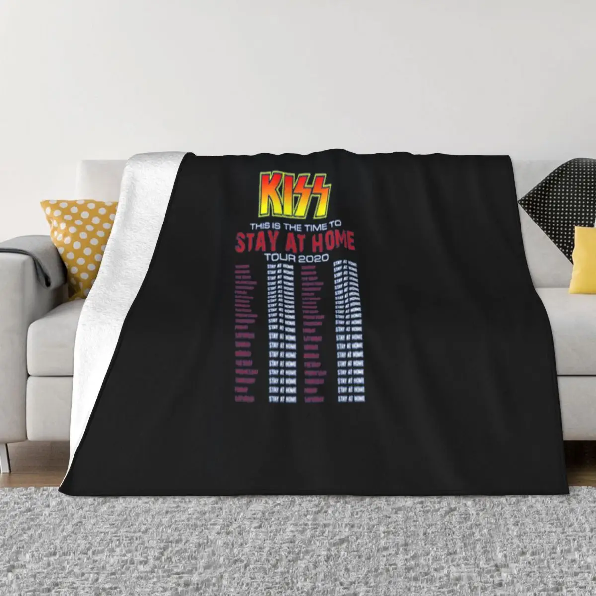 Kiss Rock Band This Is The Time To Stay At Home Tour 2020 Creative Anime Creative Design Throw Blanket