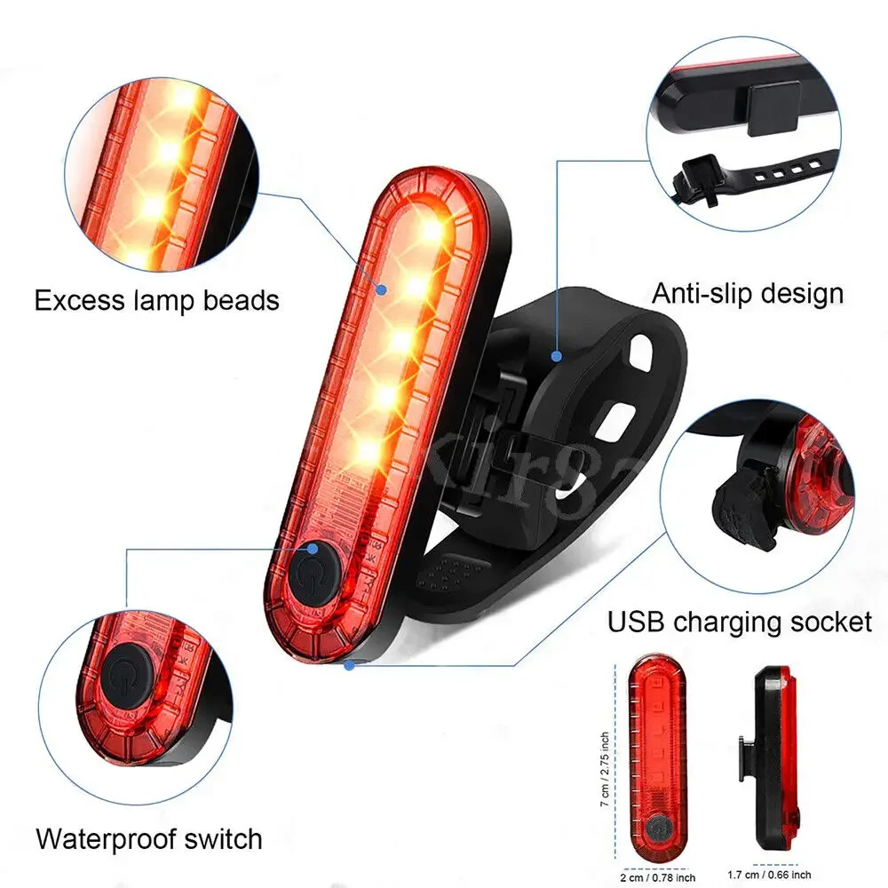 Bike Light Taillight LED USB Charging Safety Warning Bicycle Rear Light Night Riding Tail Light Cycling Accessories Waterproof