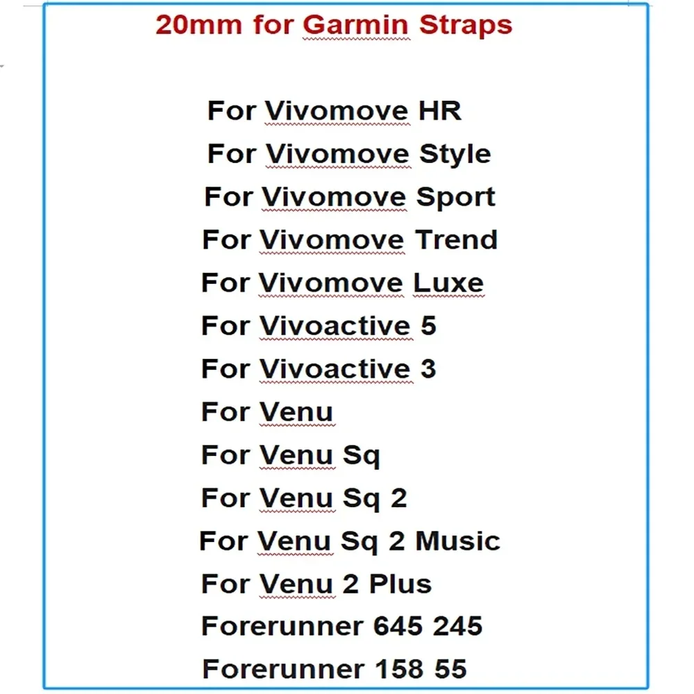 Forerunner 645 245 55 Resin Strap For Garmin Vivoactive 3 Venu 2 Plus Sq Vivomove HR Smart Watch Bands 20mm Watchbands Bracelet