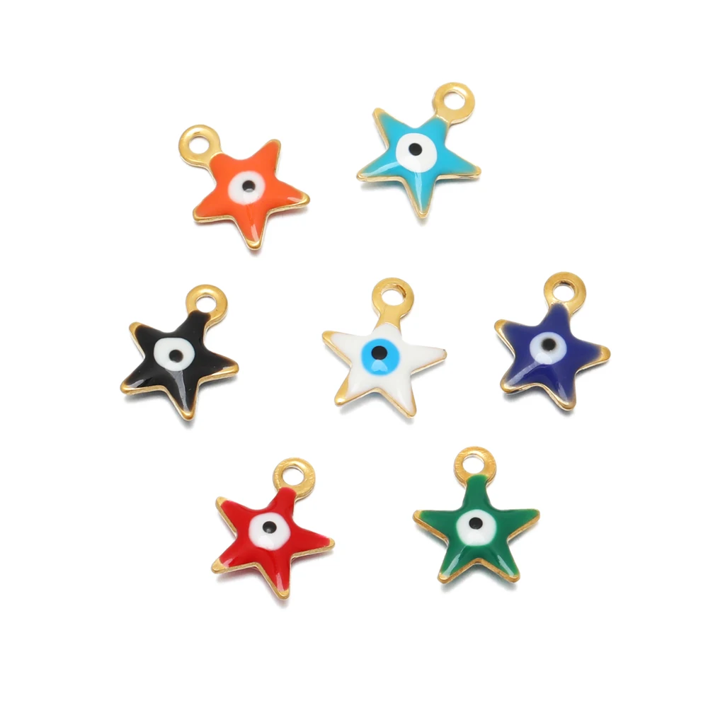 20Pcs Stainless Steel Mix Color Turkish Evil Eye Charms Alloy Connectors Charms For Necklace DIY Jewelry Making Wholesale