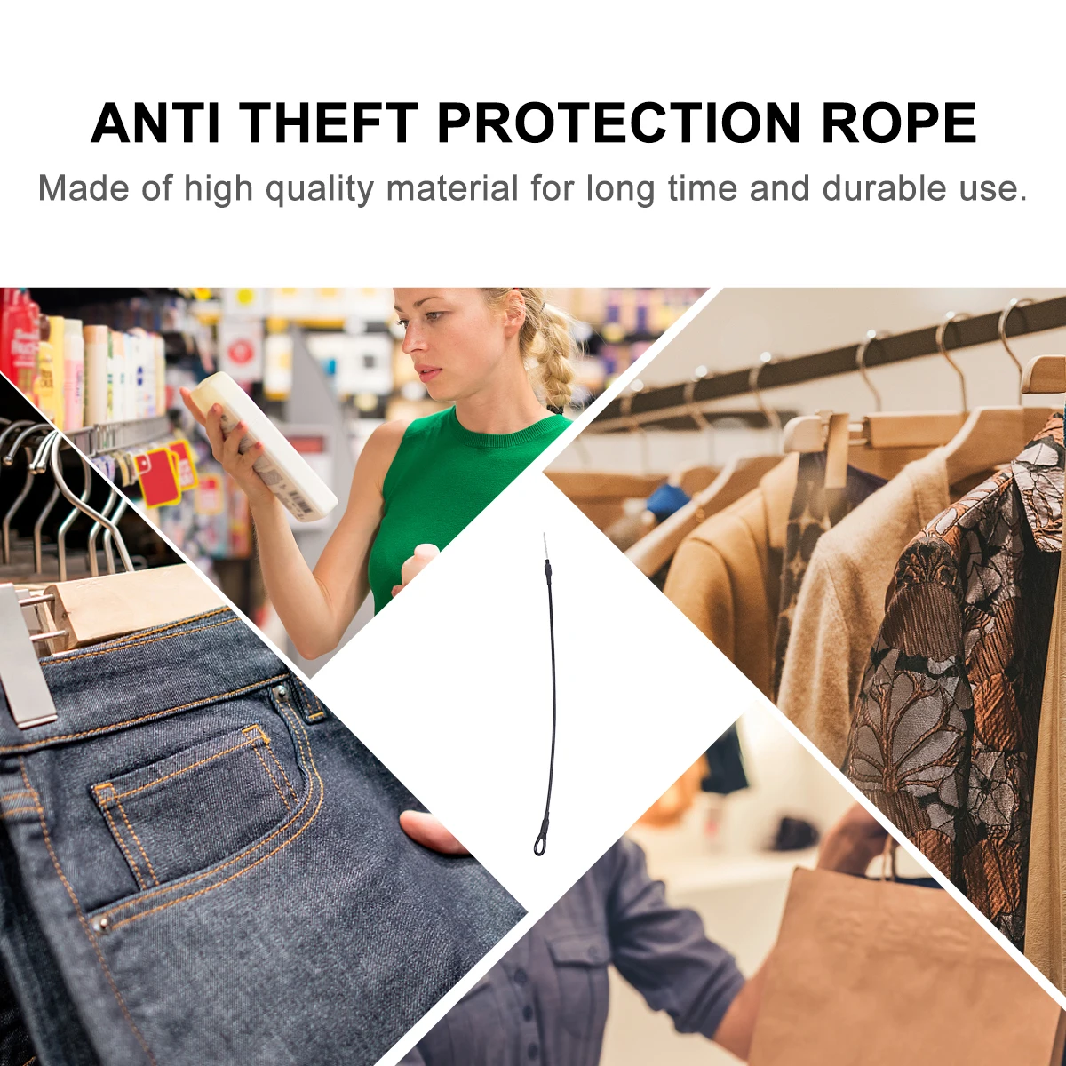 

100pcs Lanyards Security Wire Rope For Clothing Magnetic Buckle Loop Loss Prevention Eas Attachment Durable