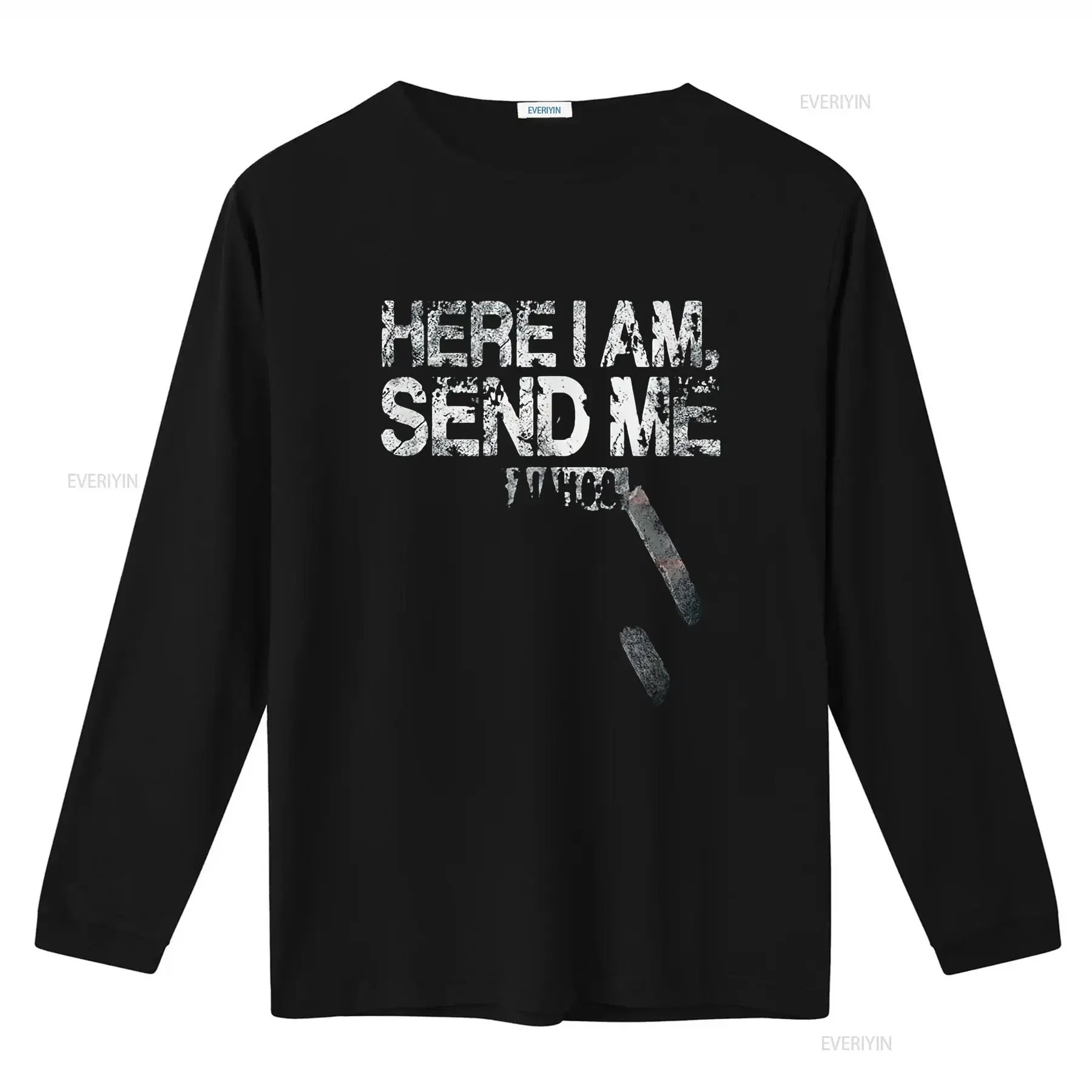 Womens Here I Am Send Me American Flag Cross Isaiah 6 8 Bible Verse T Shirt Black 2XL vintage Washed Slightly Soft homme Unisex view 3